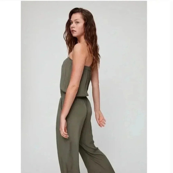 Aritzia Sunday Best Green Taggie Tabata Jumpsuit Pockets Strapless Size Small - Picture 2 of 11